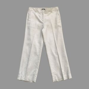 J Crew White Linen Blend Flat Front Trousers Summer Pants Womens Size 6